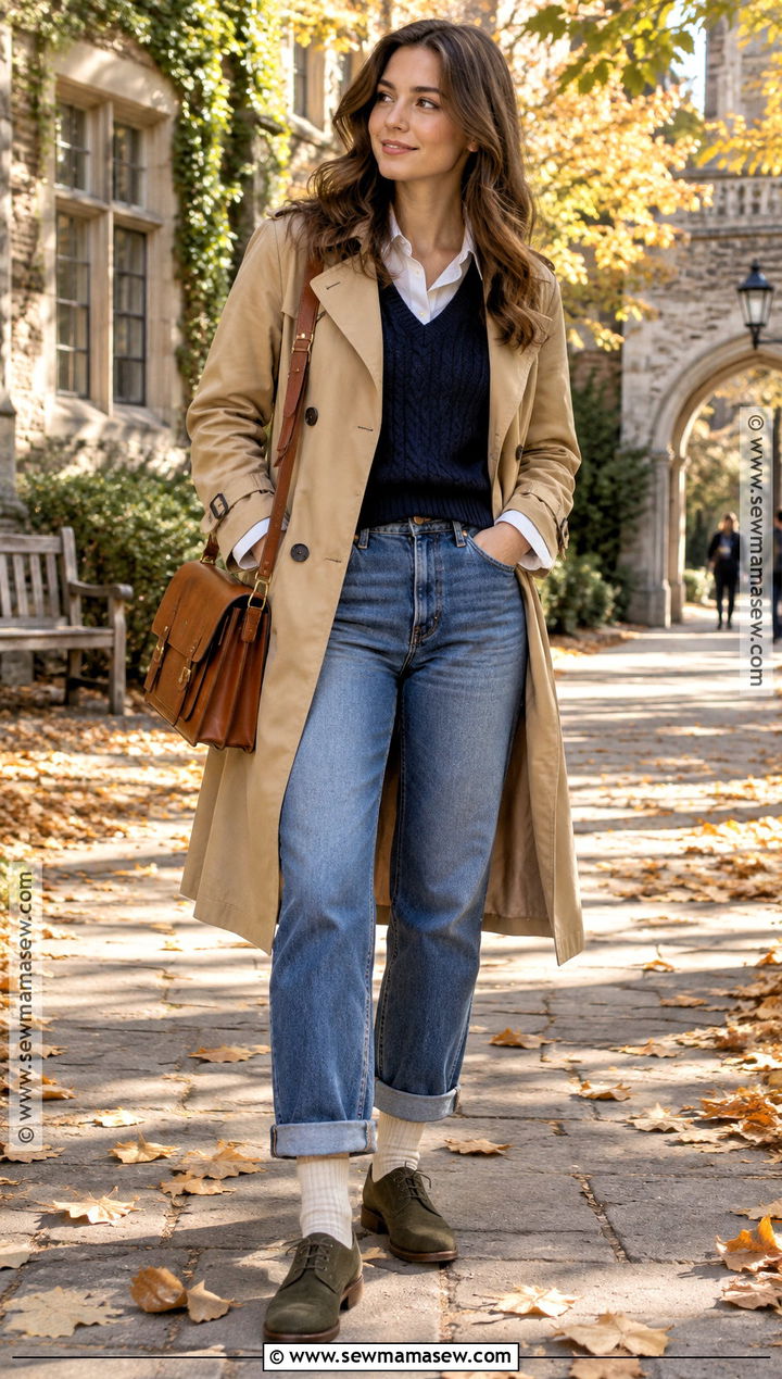 Olive Green Oxford Shoes Fall Outfit - 15 colorful fall shoes