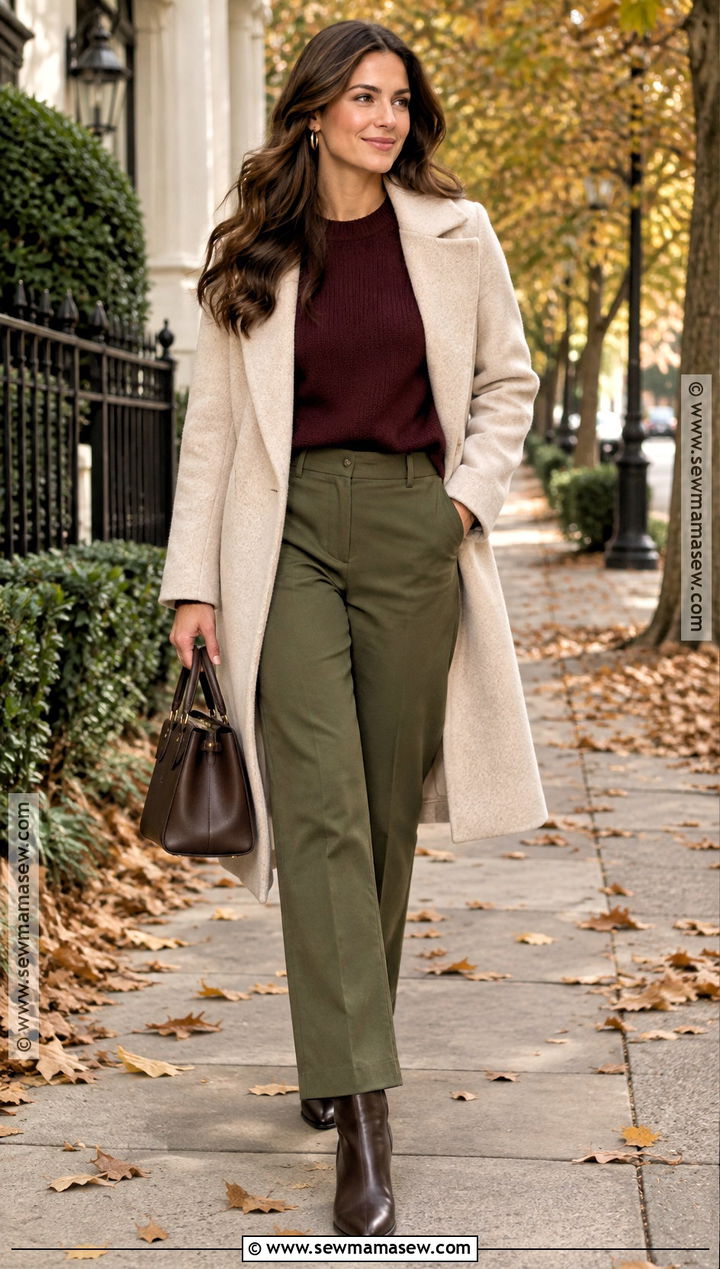 Olive Green Pants With Burgundy Sweater - 20 Olive Green Pants Outfit Fall