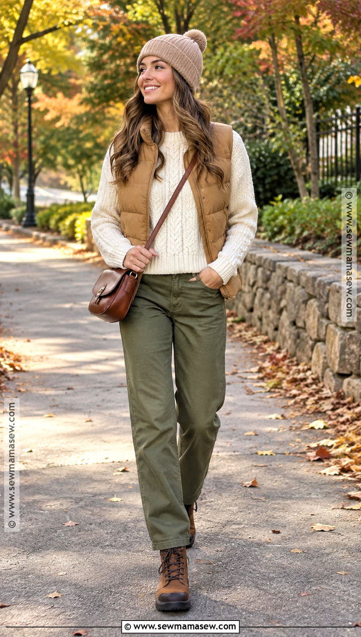 Olive Green Pants With Puffer Vest - 20 Olive Green Pants Outfit Fall