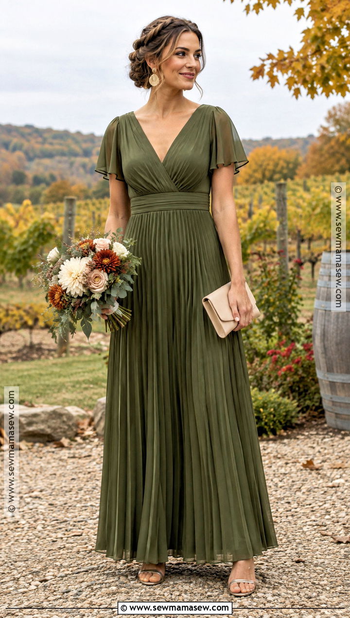Olive Green Pleated Bridesmaid Dress - 15 Green Bridesmaid Dresses Fall