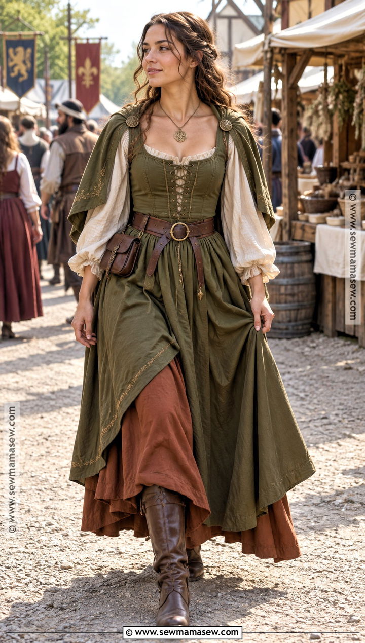 Olive Green Renaissance Fantasy Gown - 15 Autumn Fantasy Gown Ideas