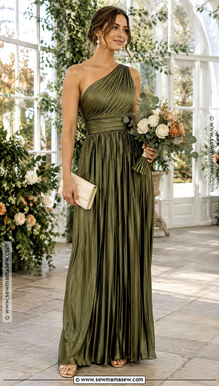Olive Green Satin Bridesmaid Dress - 15 bridesmaid autumn dresses