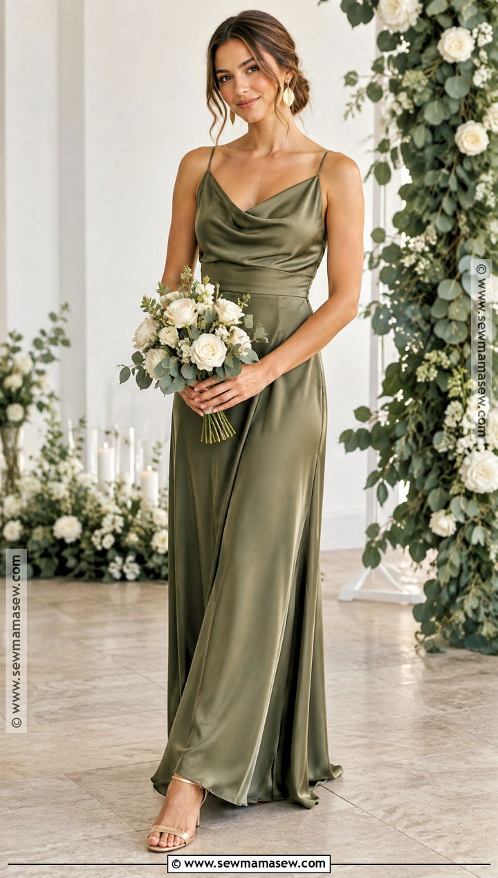 Olive Green Satin Bridesmaid Dress - 15 Bridesmaid Dress Fall Colors Ideas