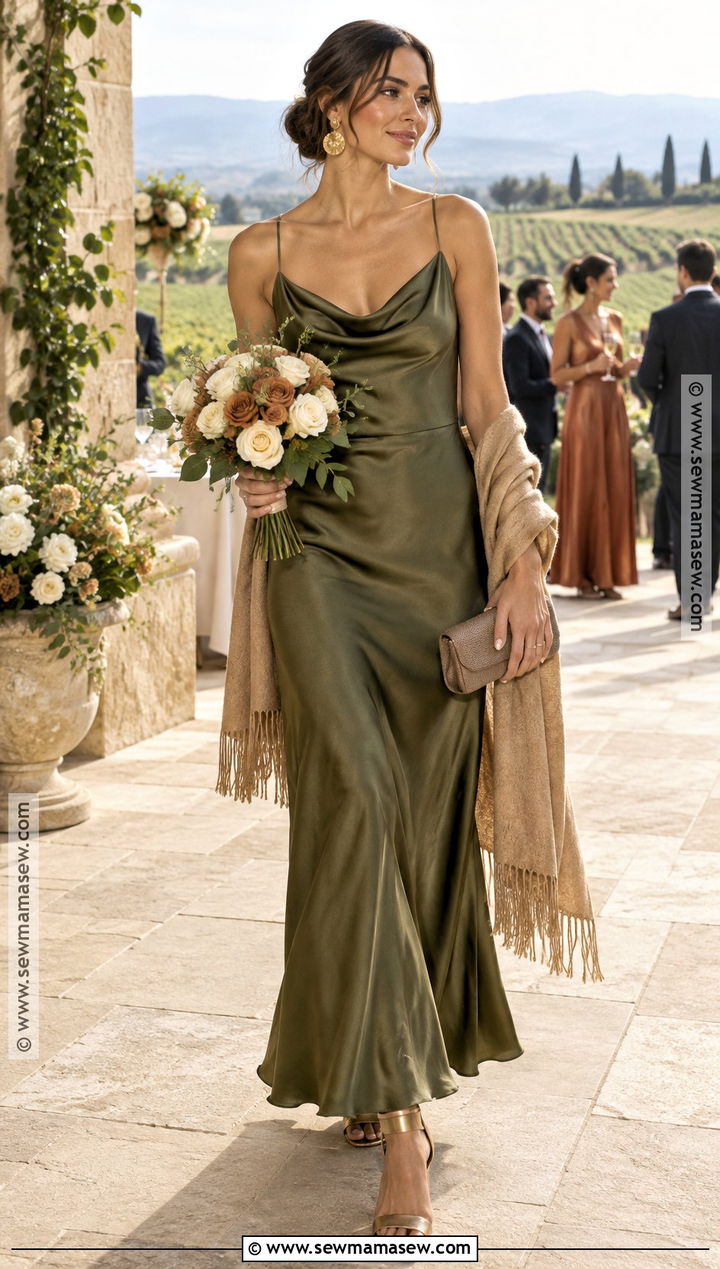 Olive Green Satin Bridesmaid Dress - 15 Bridesmaids Dresses Fall Colors