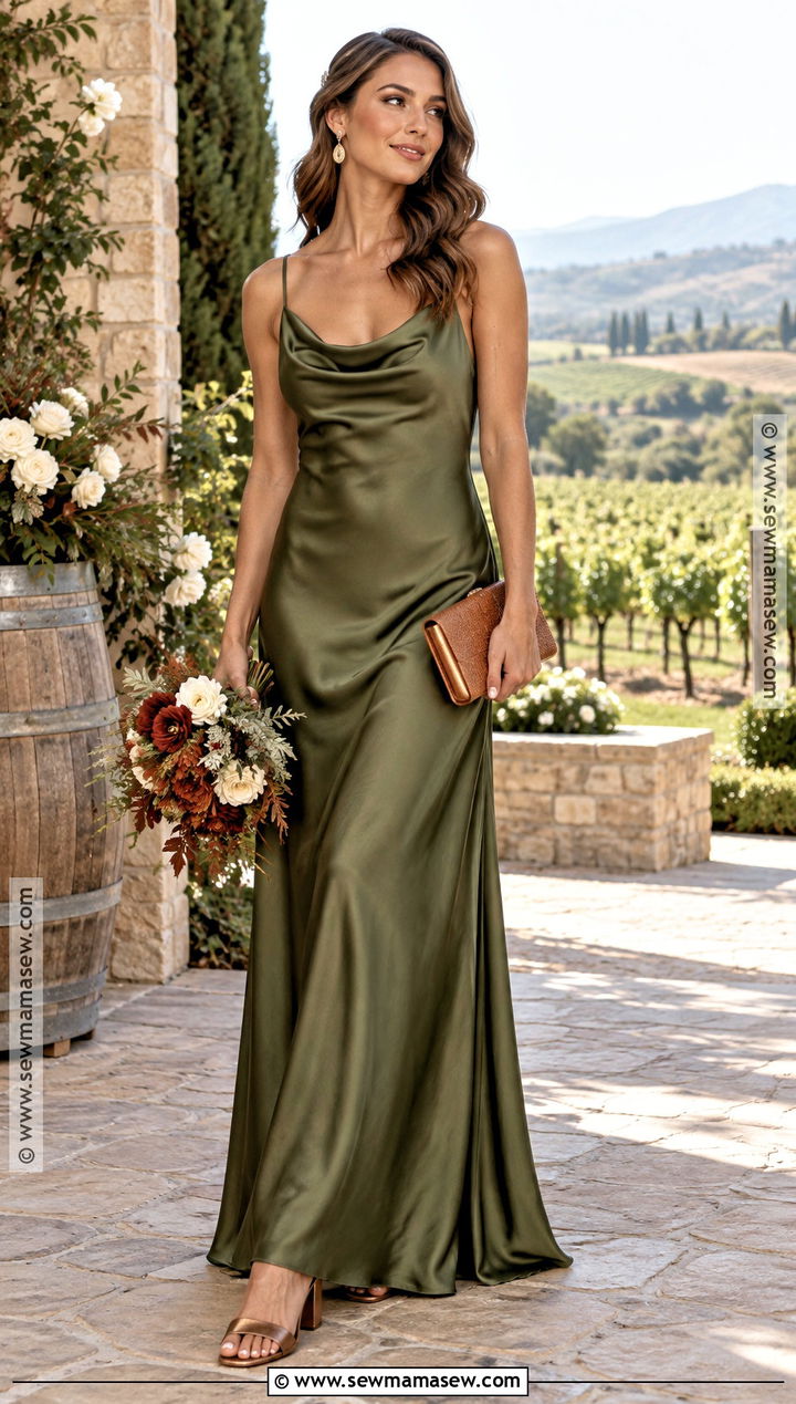 Olive Green Satin Bridesmaid Dress - 15 Green Bridesmaid Dresses Fall