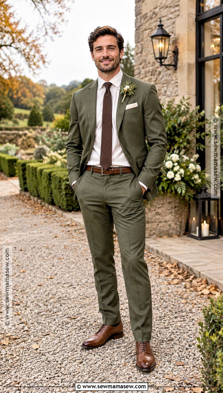 Olive Green Suit Groom Attire - 15 october wedding groom attire ideas