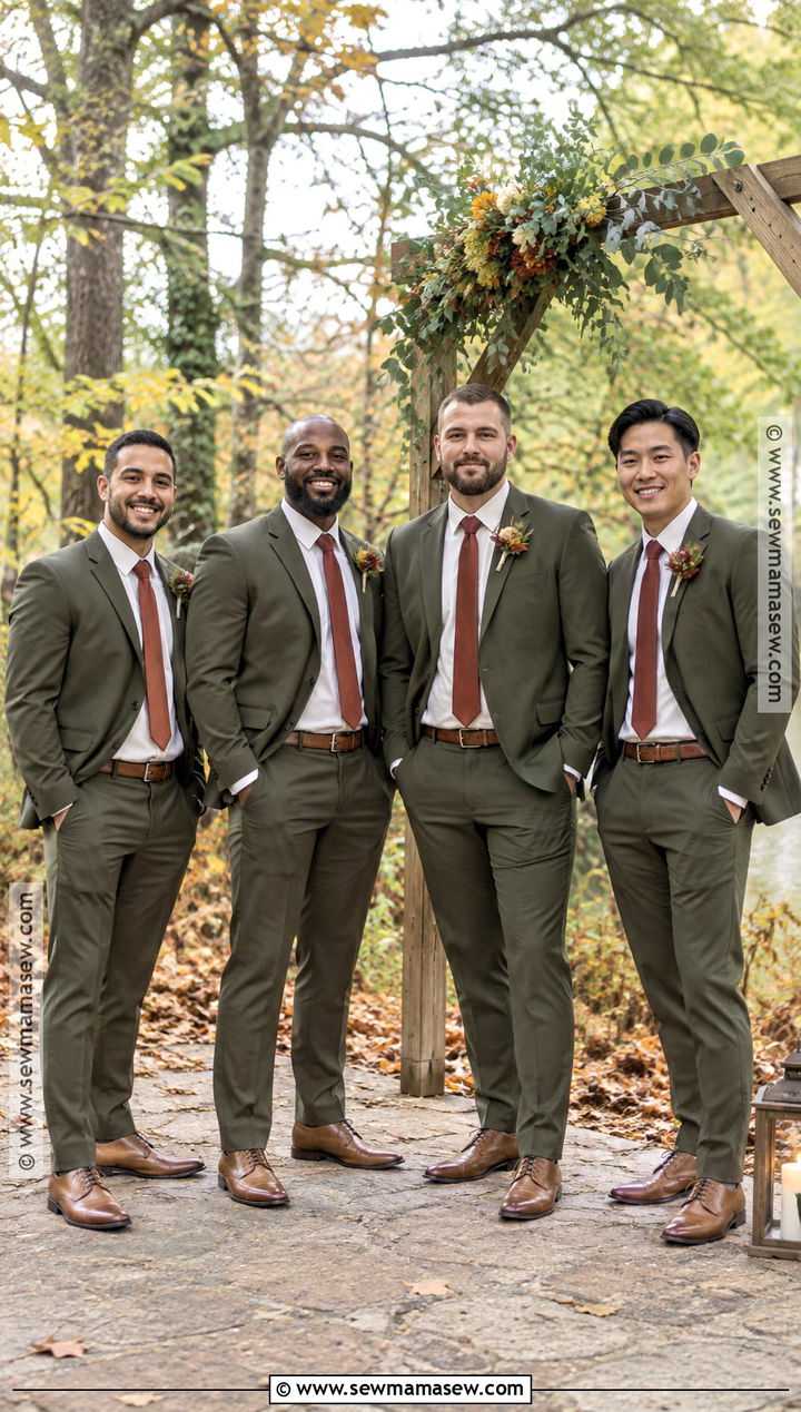 Olive Green Suit Groomsmen Attire - 15 fall rustic groomsmen attire ideas