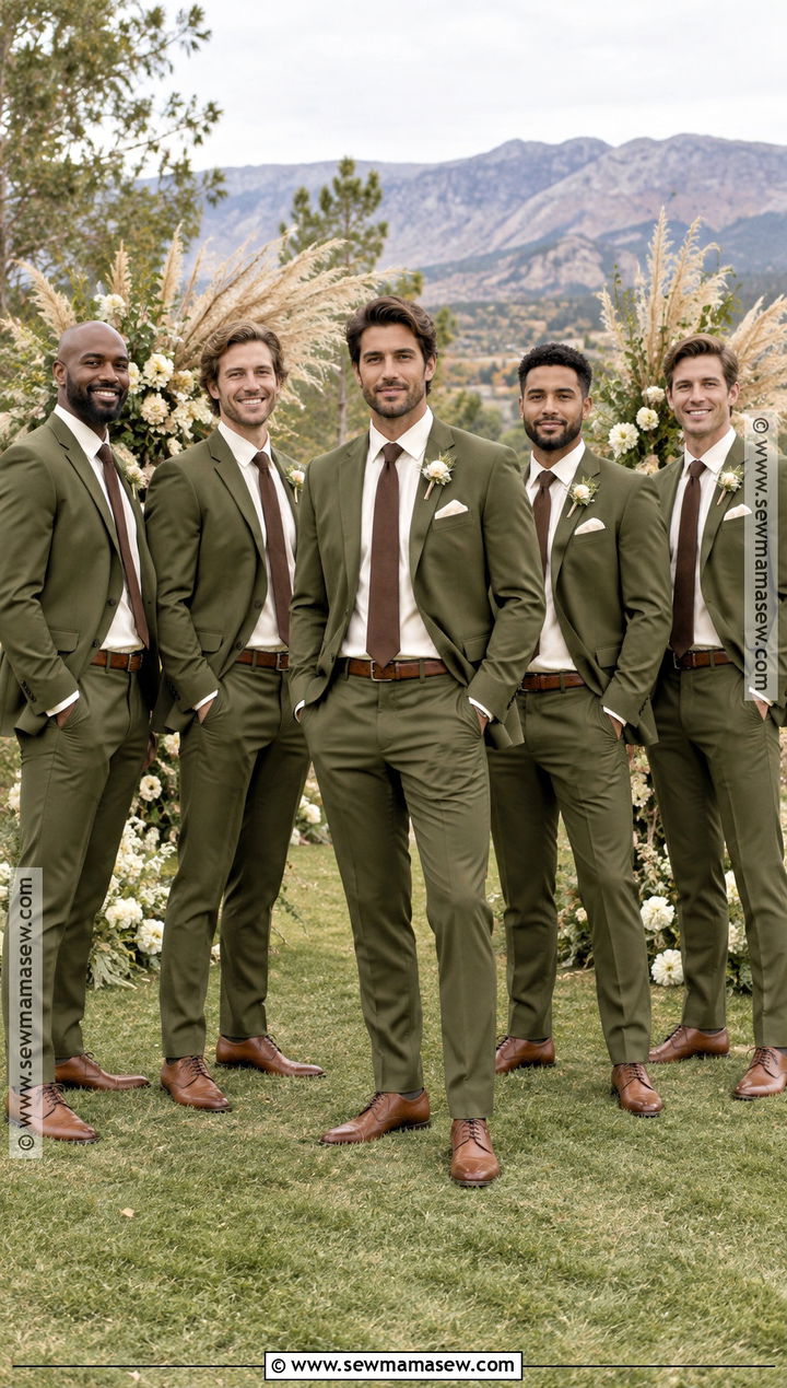 Olive Green Suit Groomsmen Attire - 15 fall color groomsmen attire ideas