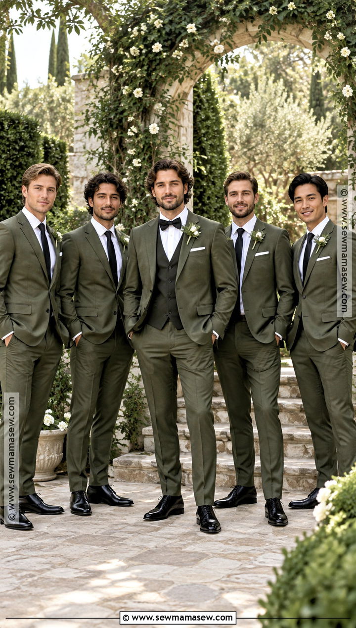 Olive Green Suits With Black Ties - 15 september wedding groomsmen groom attire ideas