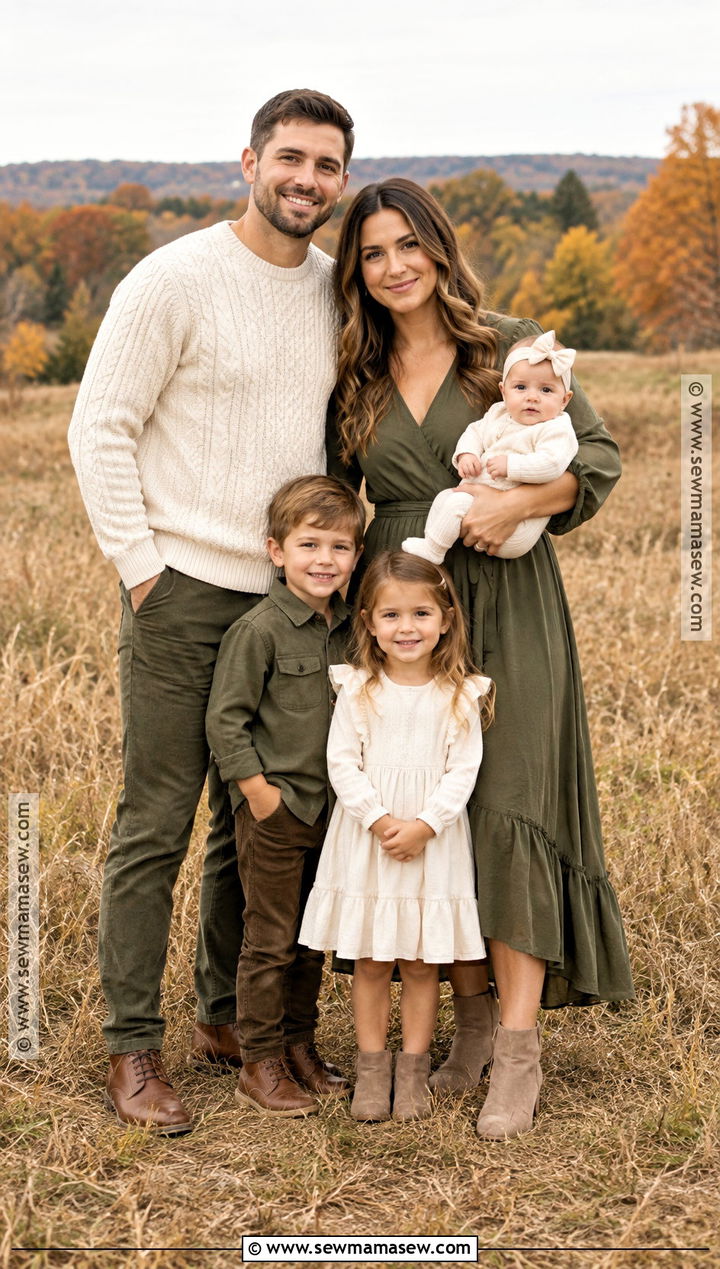 Olive Green and Cream Family Photo Outfit - 15 family photo outfits fall green