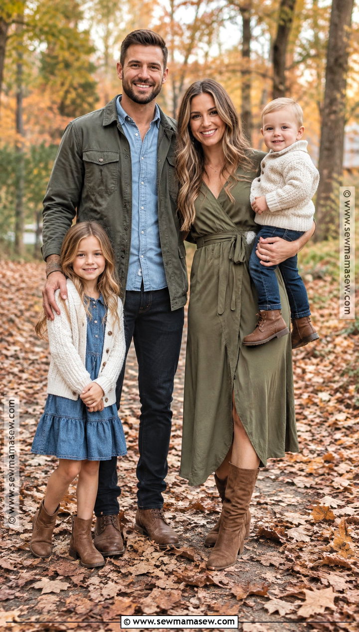 Olive Green and Denim Fall Family Outfits - 25 fall family outfits