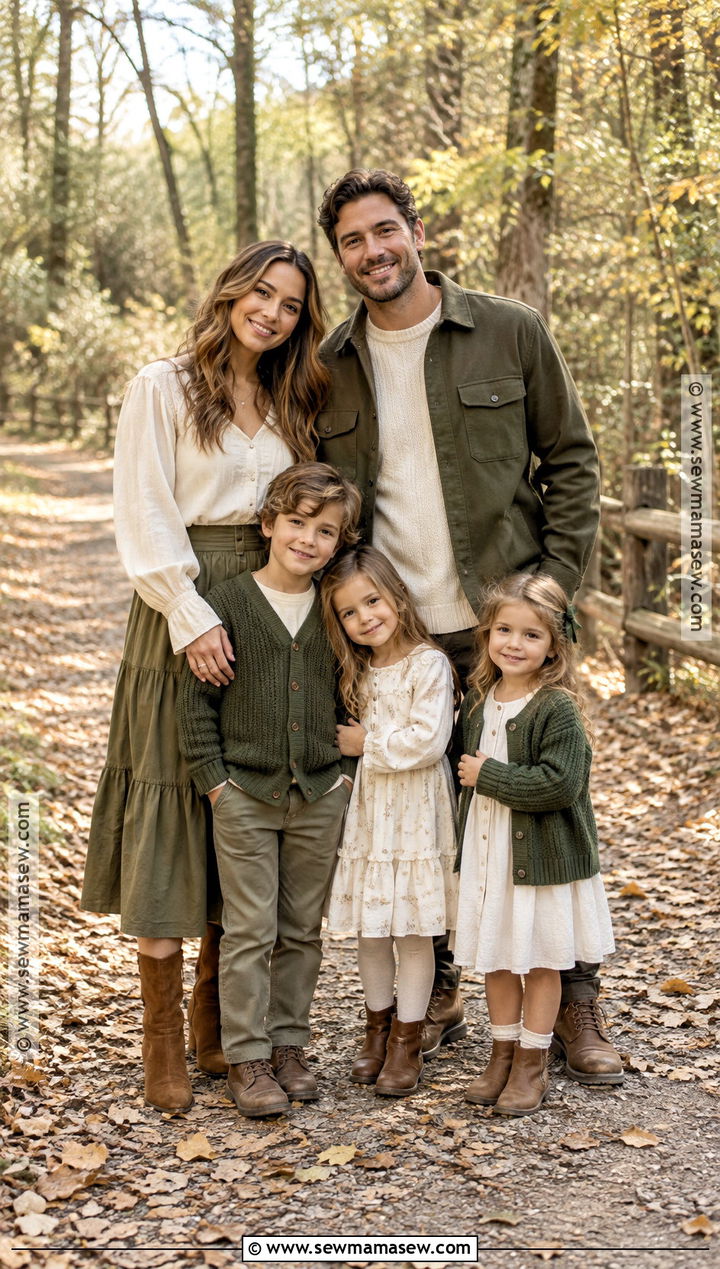 Olive Green and Ivory Family Photo Outfits - 15 fall family photo outfit inspiration ideas