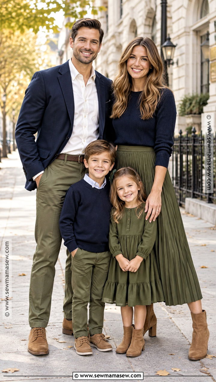 Olive Green and Navy Family Photo Outfit - 15 family photo outfits fall green