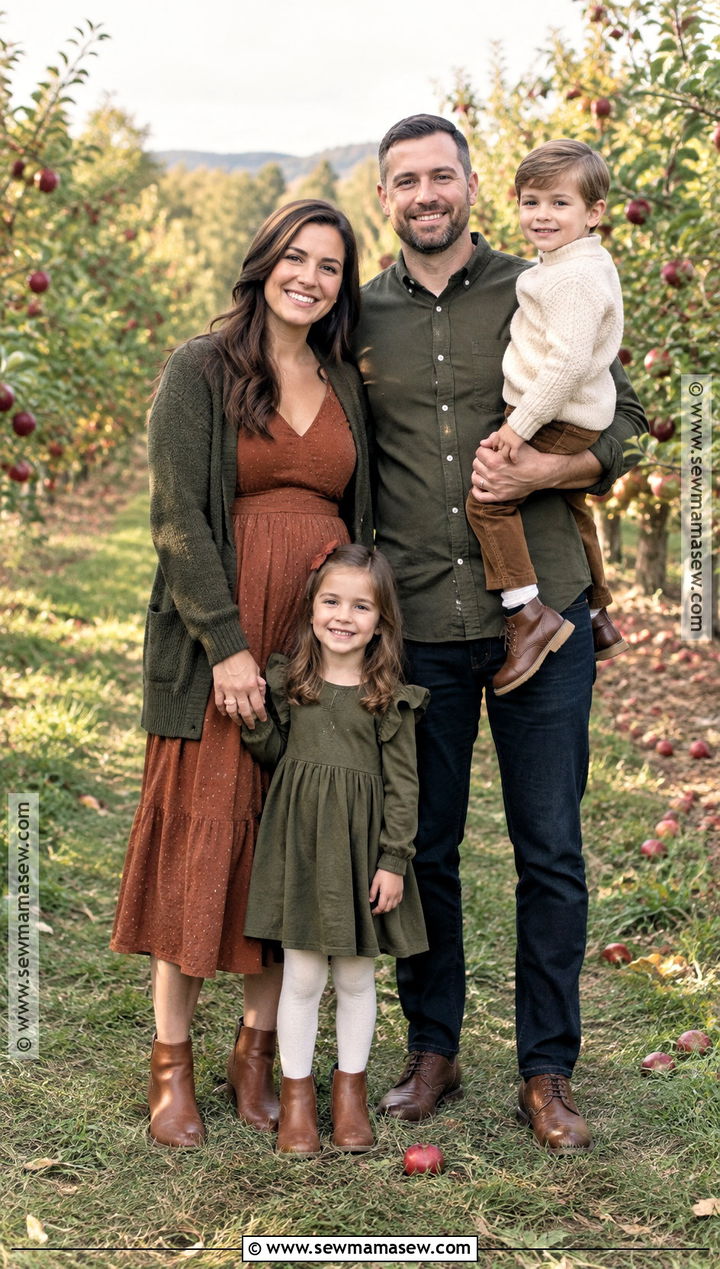 Olive Green and Rust Fall Family Picture Outfits - 20 family of 4 fall picture outfits