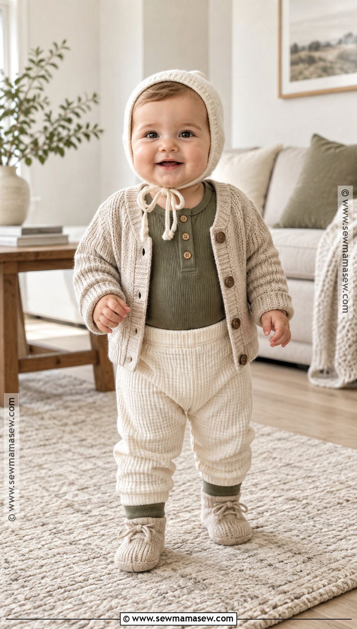 Olive Henley And Waffle Pants Outfit - 15 Green Baby Clothes Fall