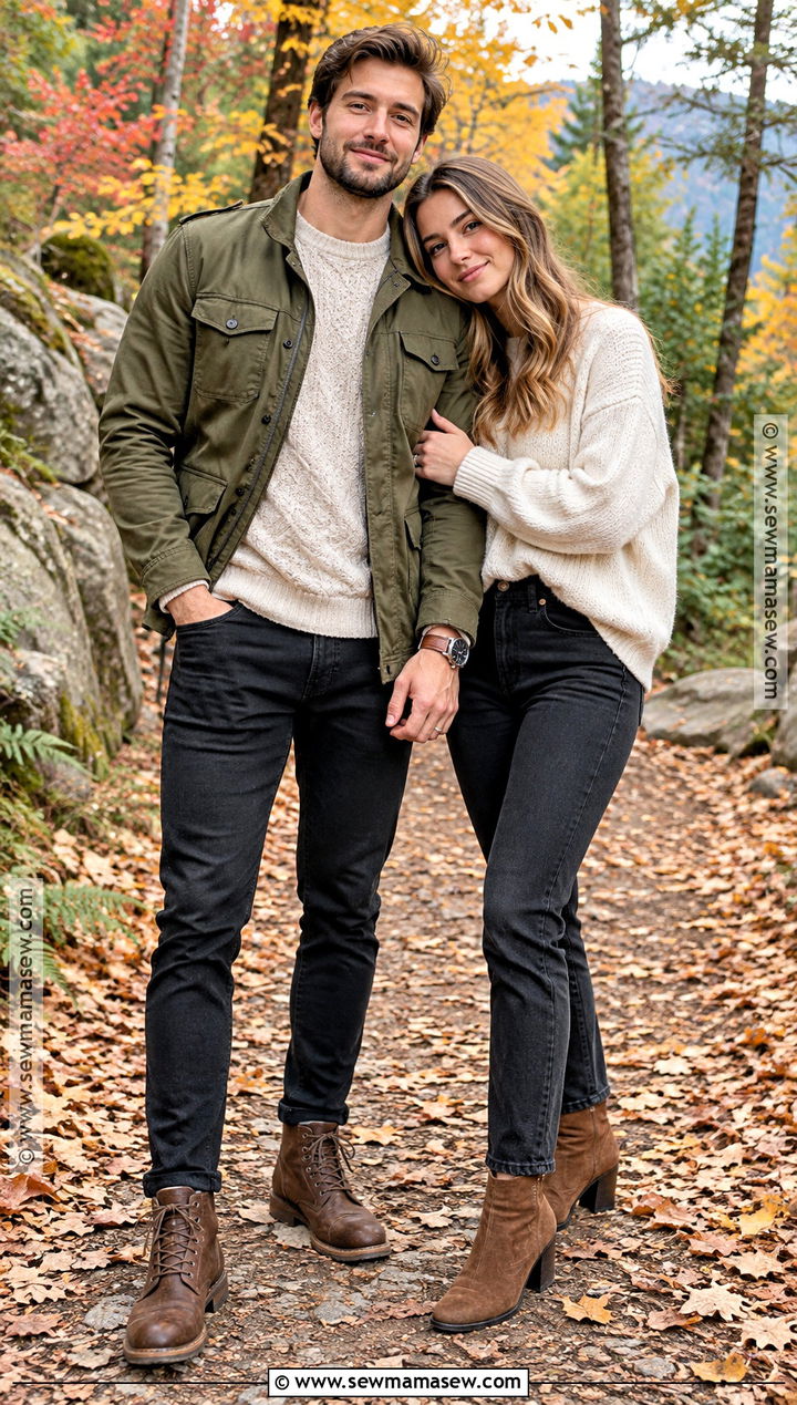 Olive Jacket And Black Jeans Engagement Outfit - 15 engagement photos men outfit fall ideas