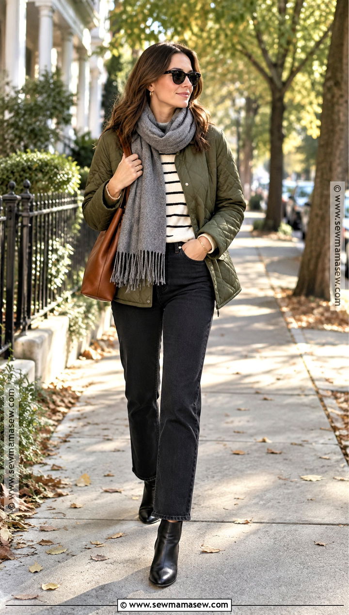 Olive Jacket And Black Jeans Fall Outfit - 25 cute fall fits