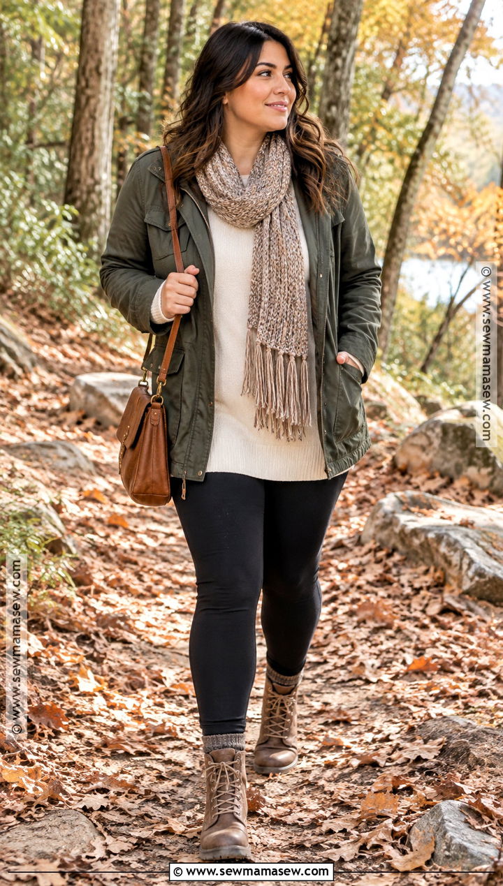 Olive Jacket And Black Leggings Fall Photos Outfit - 15 fall photos outfit ideas