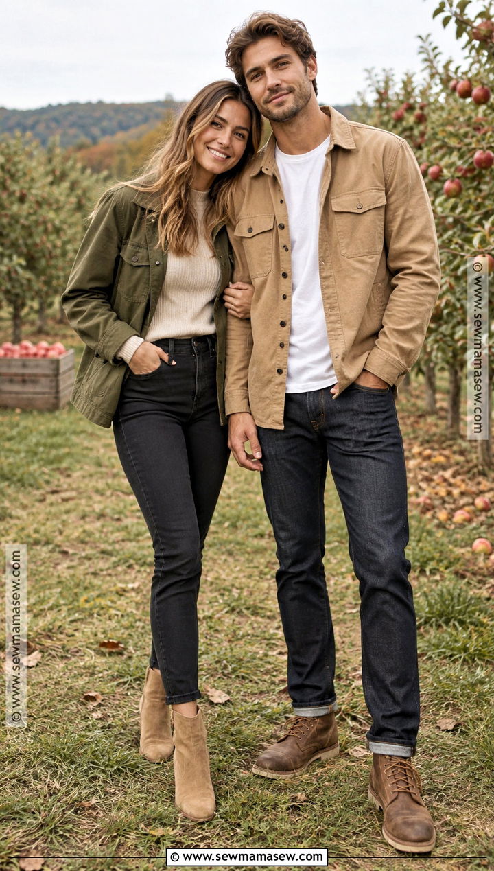 Olive Jacket And Tan Layers Fall Couple Outfit - 20 fall pictures for couples outfits