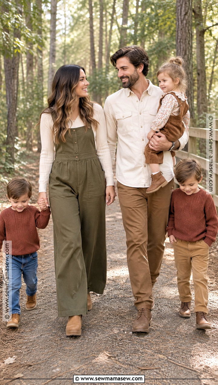 Olive Jumpsuit And Cream Family Outfit - 15 boho fall family photos outfits