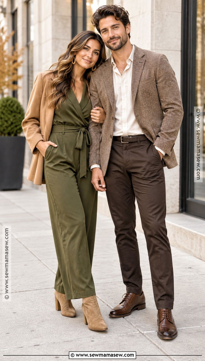 Olive Jumpsuit Fall Engagement Photo Outfit - 15 engagement photo fall outfit ideas