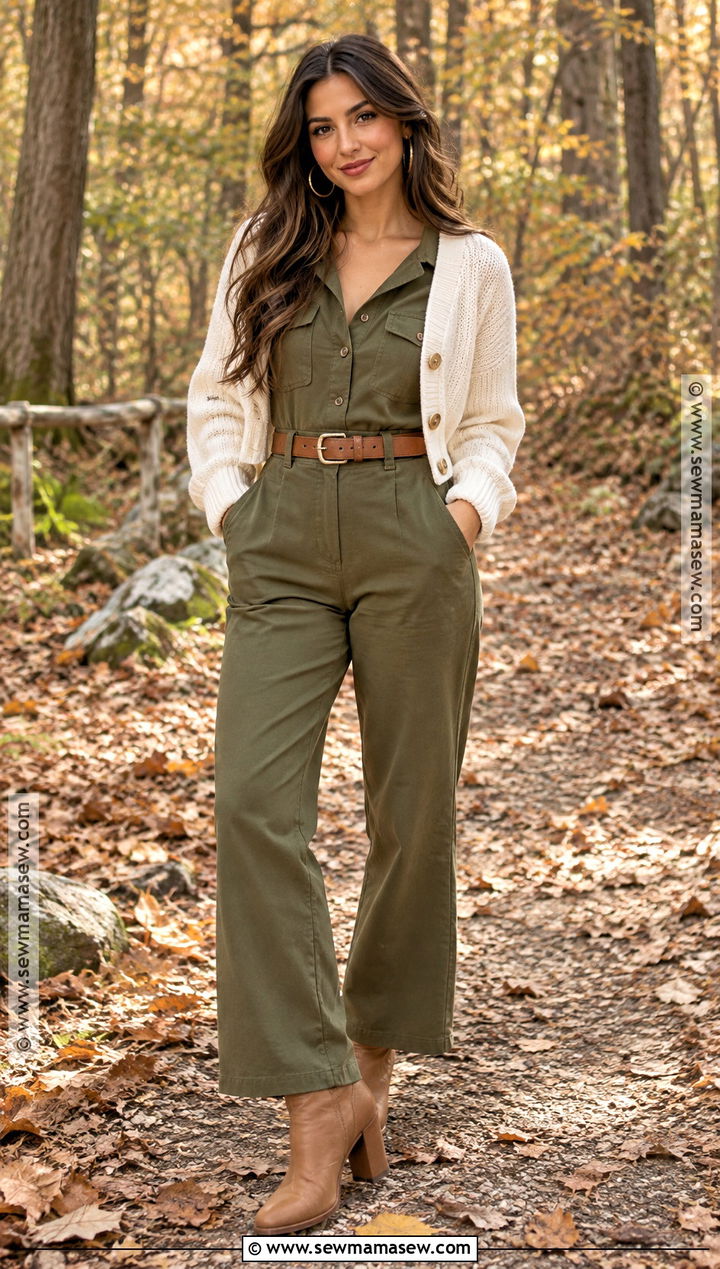 Olive Jumpsuit Fall Mini Shoot Outfit - 15 Fall Mini Shoot Outfits