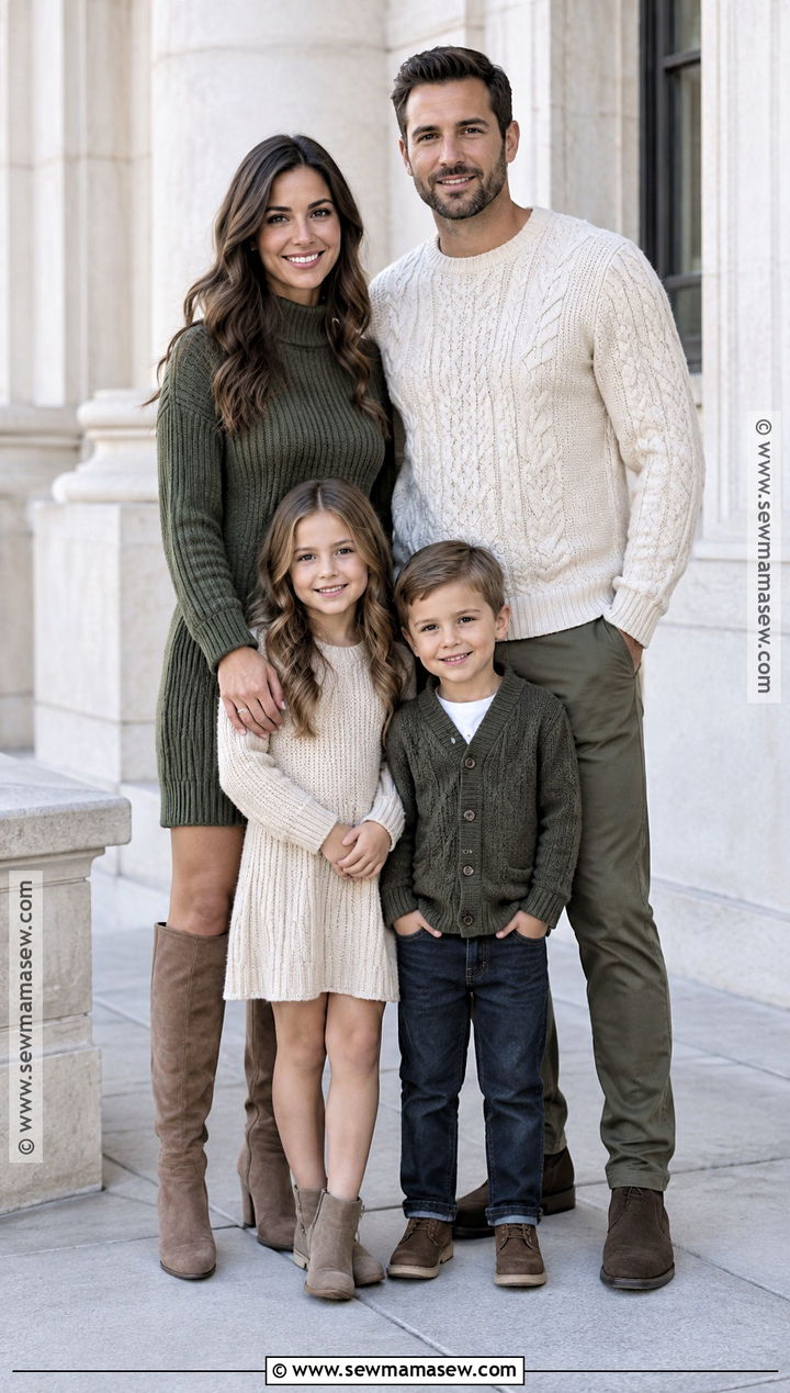 Olive Knit Fall Family Picture Outfits - 15 olive fall family picture outfits
