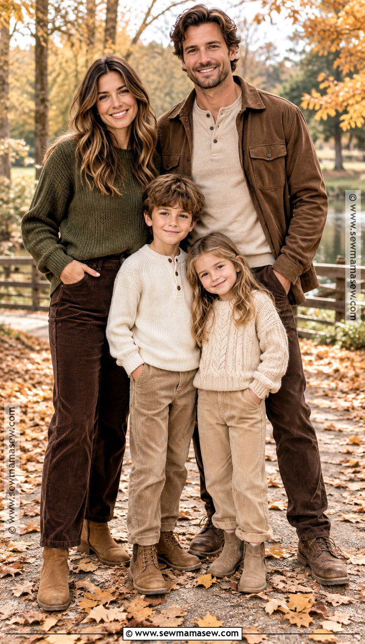 Olive Knit and Corduroy Thanksgiving Family Outfit - 25 thanksgiving family outfits