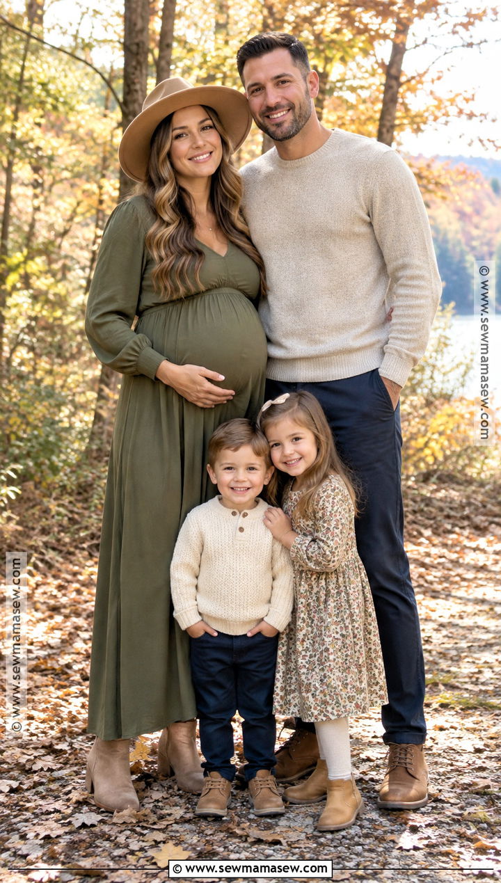 Olive Maternity Dress Family Photo Outfit - 15 fall maternity family photos outfits