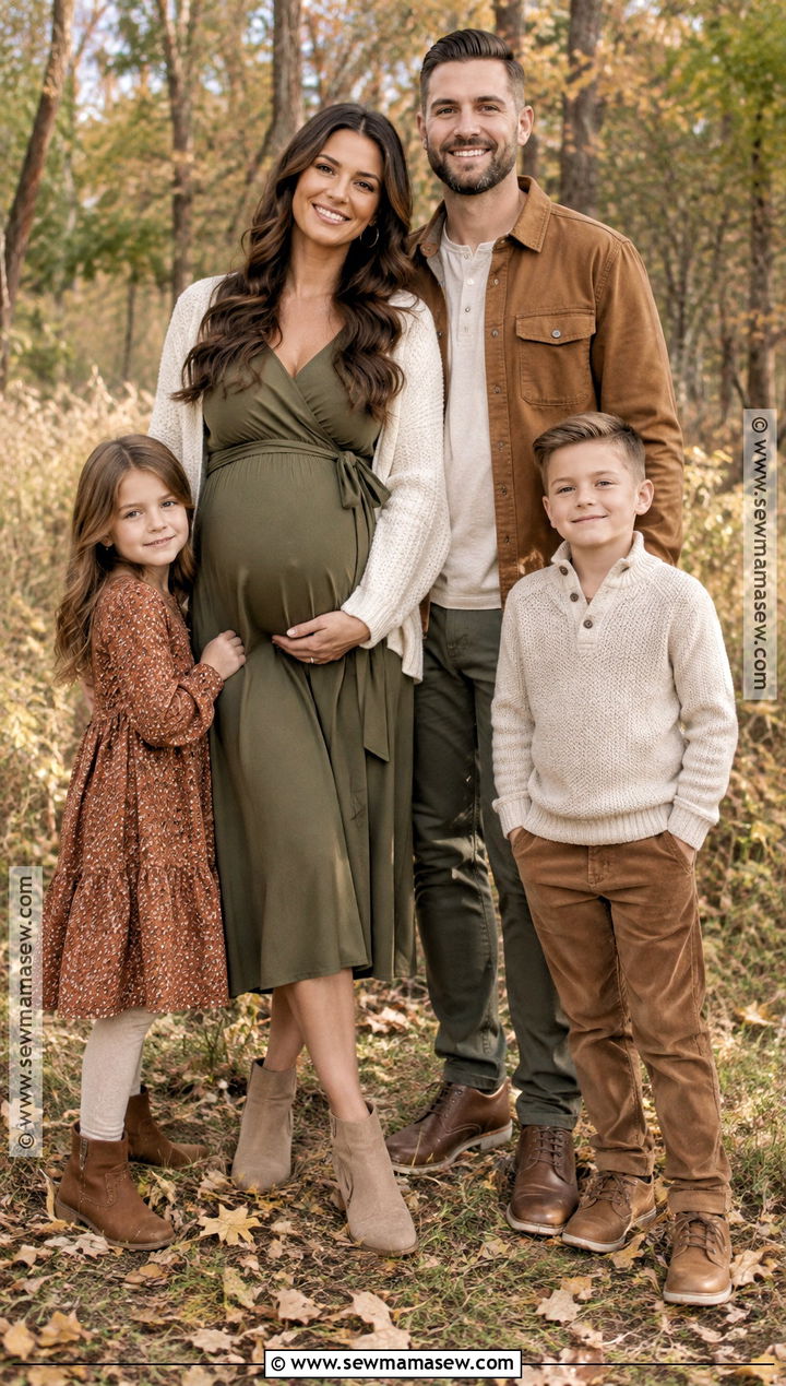 Olive Maternity Midi Dress Fall Family Outfit - 15 fall family pictures outfits pregnant
