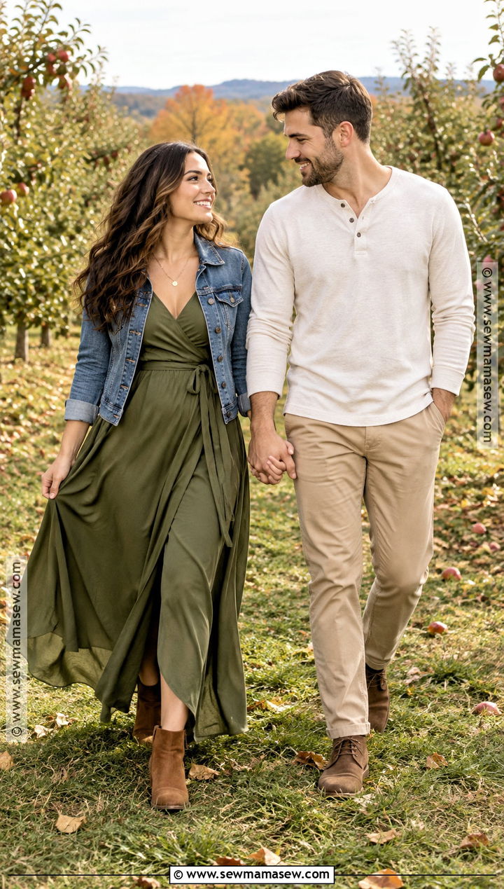 Olive Maxi Dress Engagement Photo Outfit - 15 engagement photo outfits september