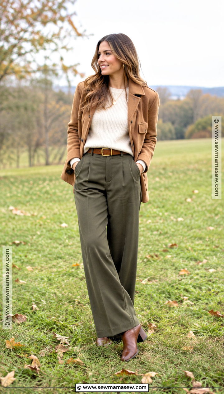 Olive Pants And Cream Sweater Engagement Outfit - 15 engagement fall outfits