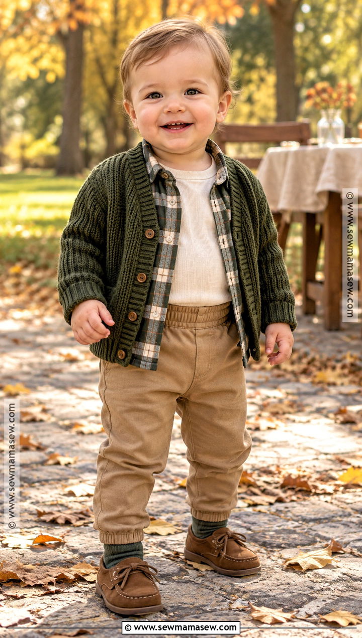 Olive Plaid Shirt And Chino Outfit - 15 Green Baby Clothes Fall