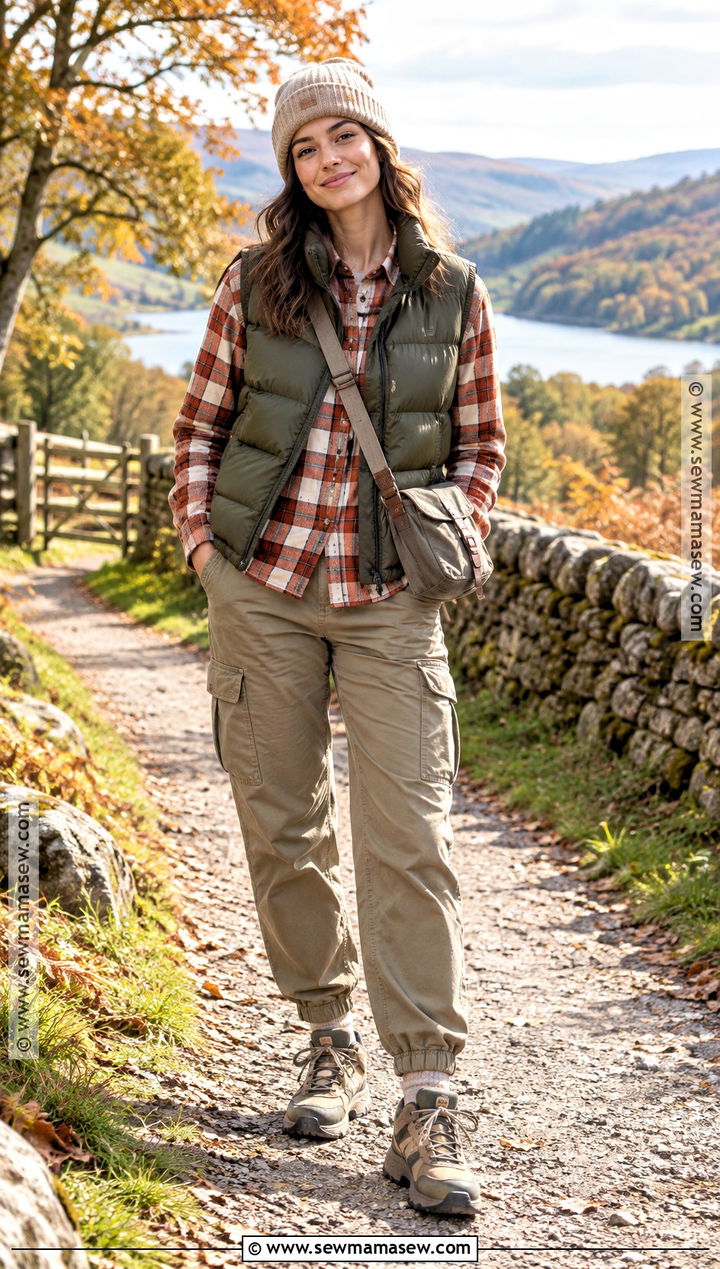 Olive Puffer Vest With Flannel Shirt And Cargo Pants - 15 autumn puffer vest ideas