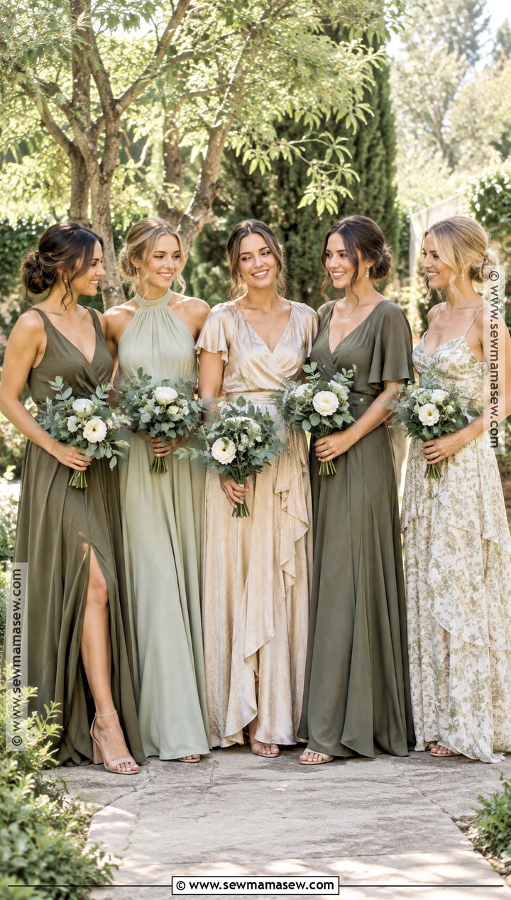 Olive Sage And Champagne Bridesmaid Dresses - 15 fall boho wedding color palettes bridesmaid dresses
