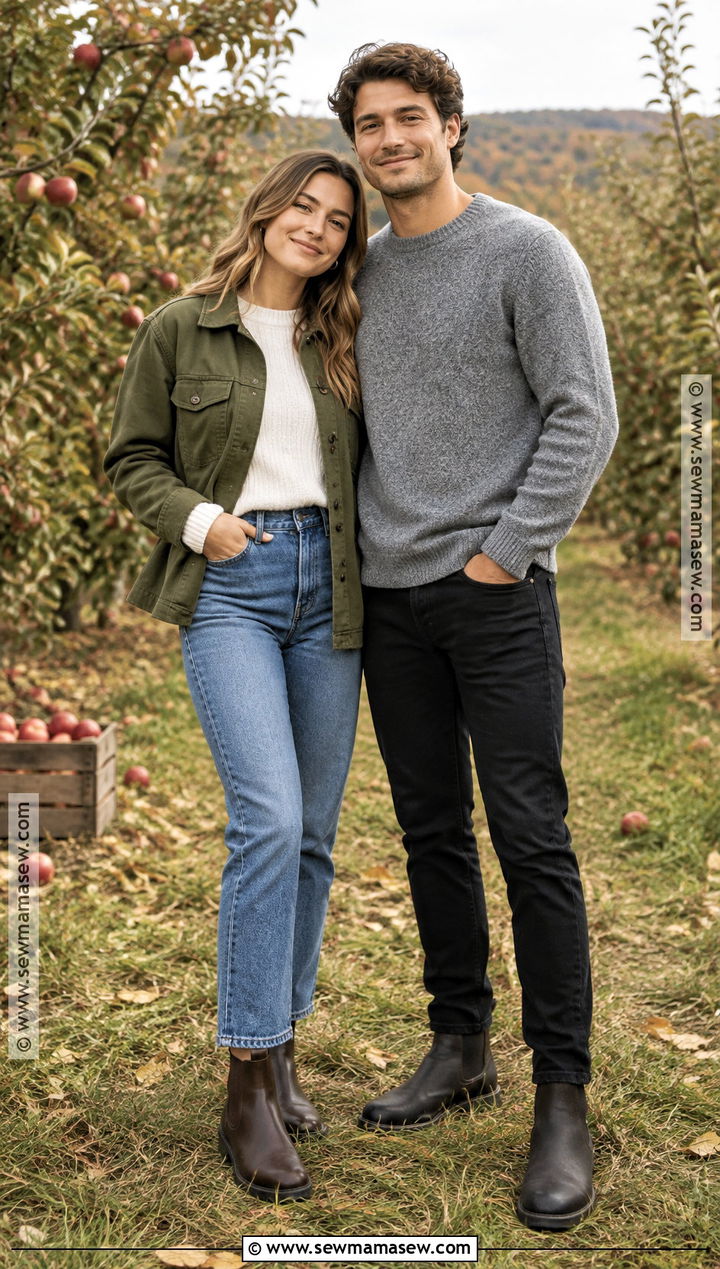 Olive Shacket And Blue Jeans Fall Engagement Outfit - 15 fall engagement pictures outfit casual ideas