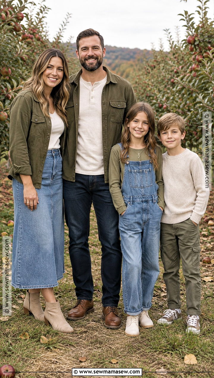 Olive Shacket And Denim Family Photo Outfit - 15 fall family pictures outfits 2026 green