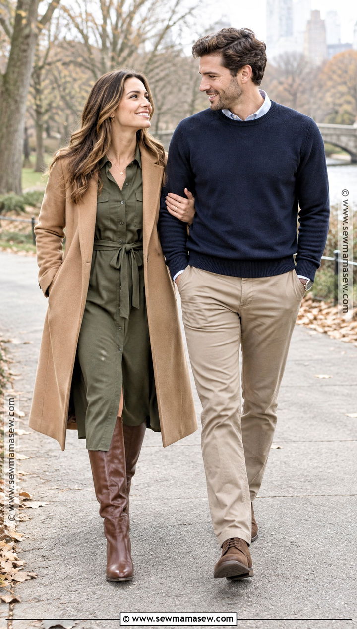 Olive Shirt Dress And Tall Brown Boots - 20 november engagement pictures outfit ideas