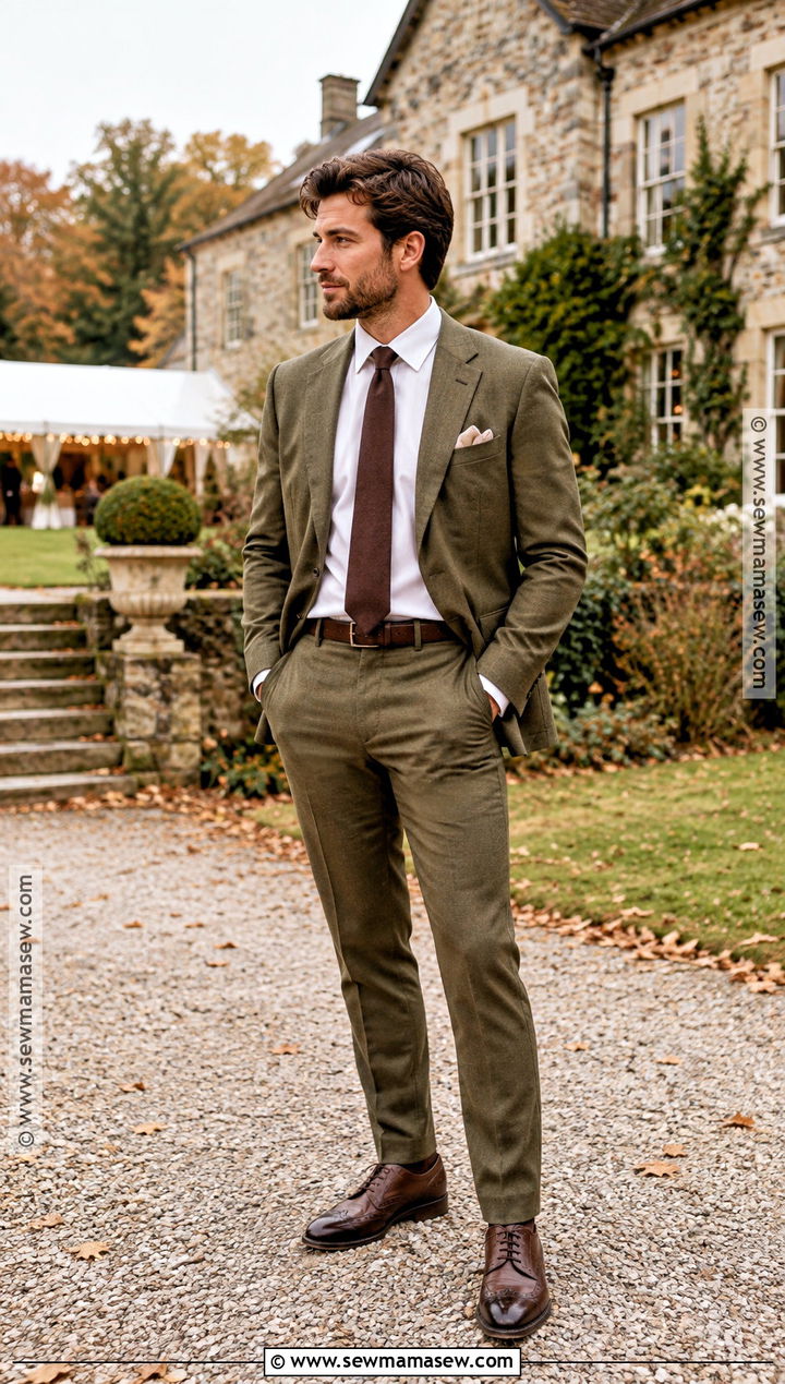 Olive Suit Fall Wedding Attire - 20 mens fall wedding attire ideas