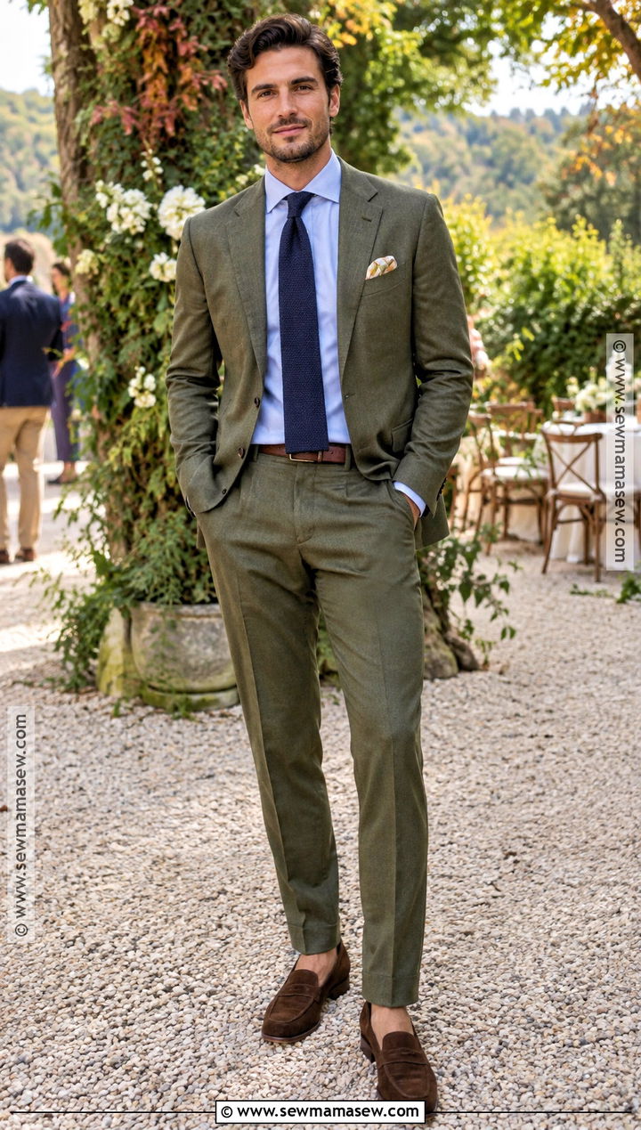 Olive Suit Fall Wedding Attire - 20 fall wedding mens attire ideas