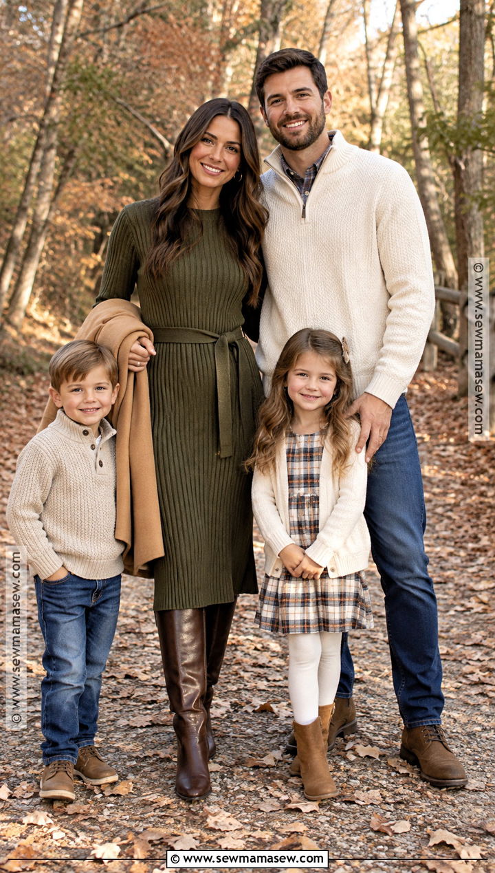 Olive Sweater Dress Fall Family Picture Outfit - 15 fall family pictures outfits for moms