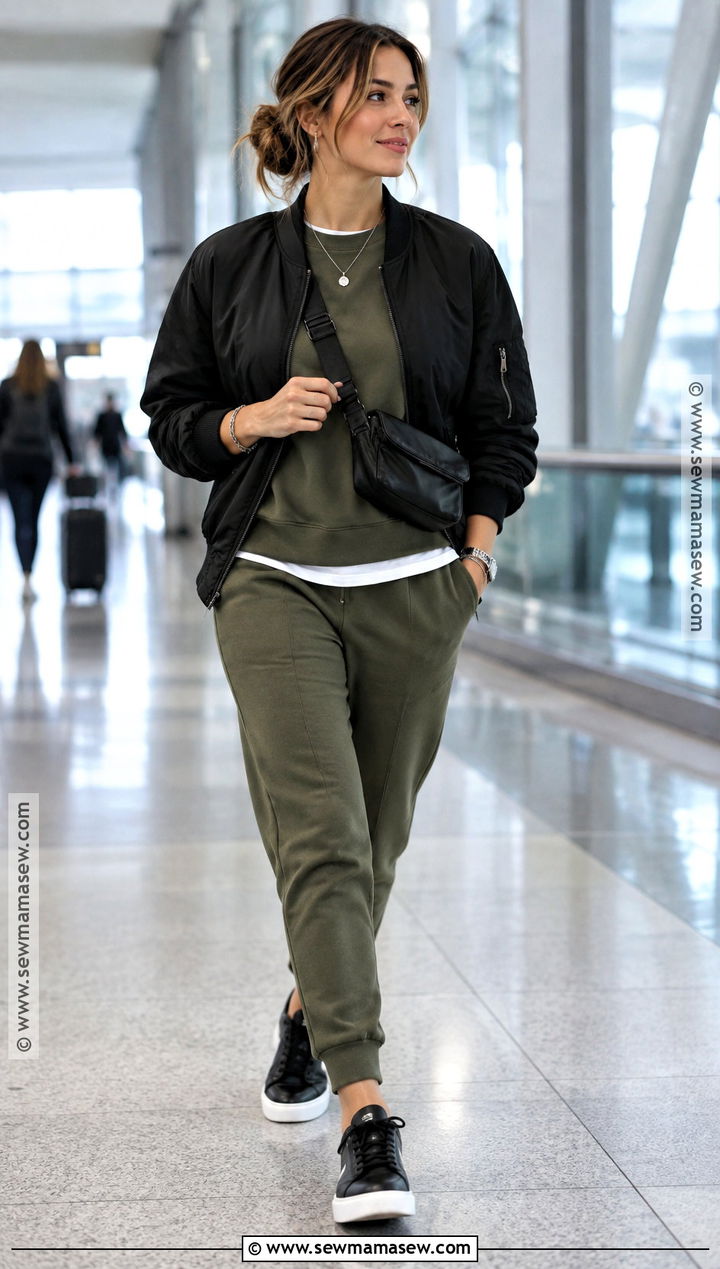 Olive Sweats And Bomber Jacket Outfit - 20 fall sweats outfits