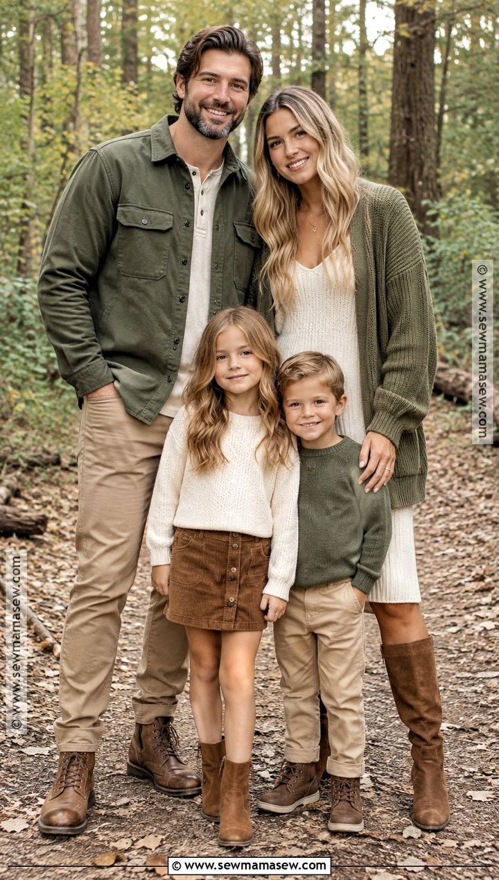 Olive Tan And Ivory Family Outfit - 15 casual fall picture outfits for family