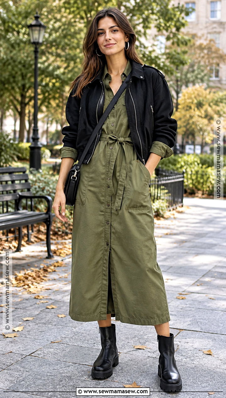 Olive Utility Fall Dress - 20 fall fashion dresses