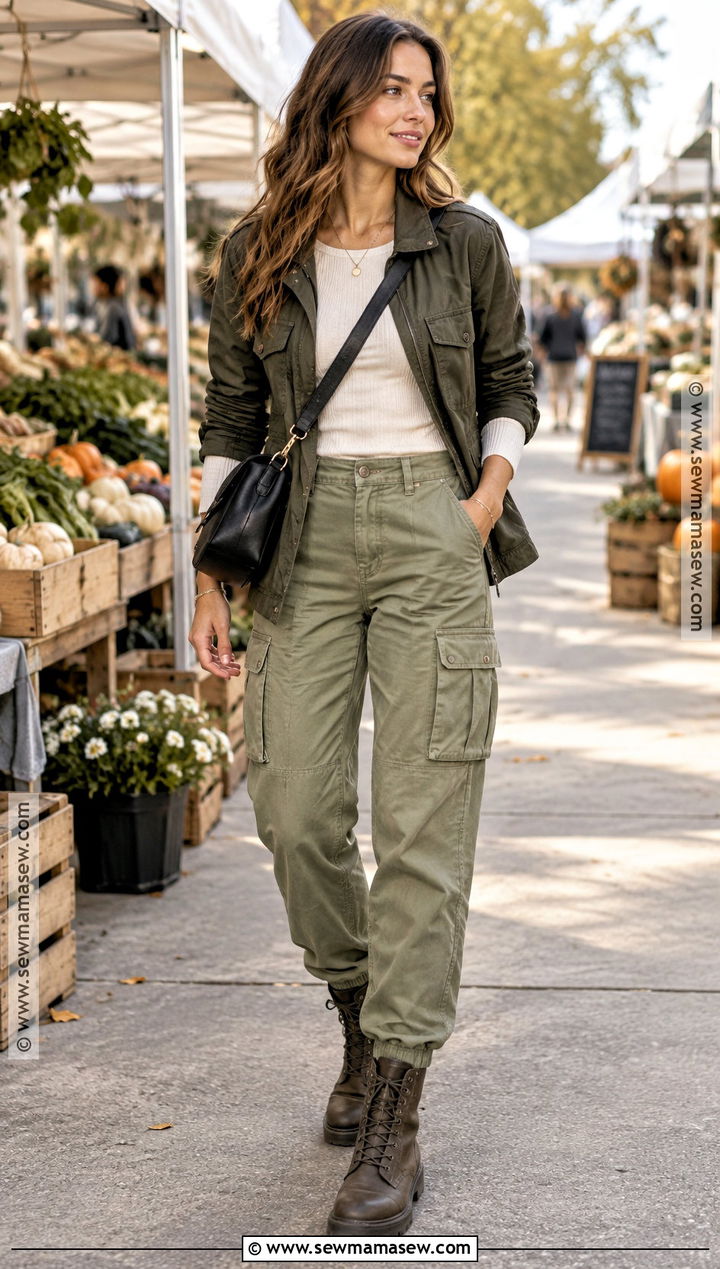Olive Utility Jacket And Cargo Pants Autumn Outfit - 15 Autumn Clothes 2026