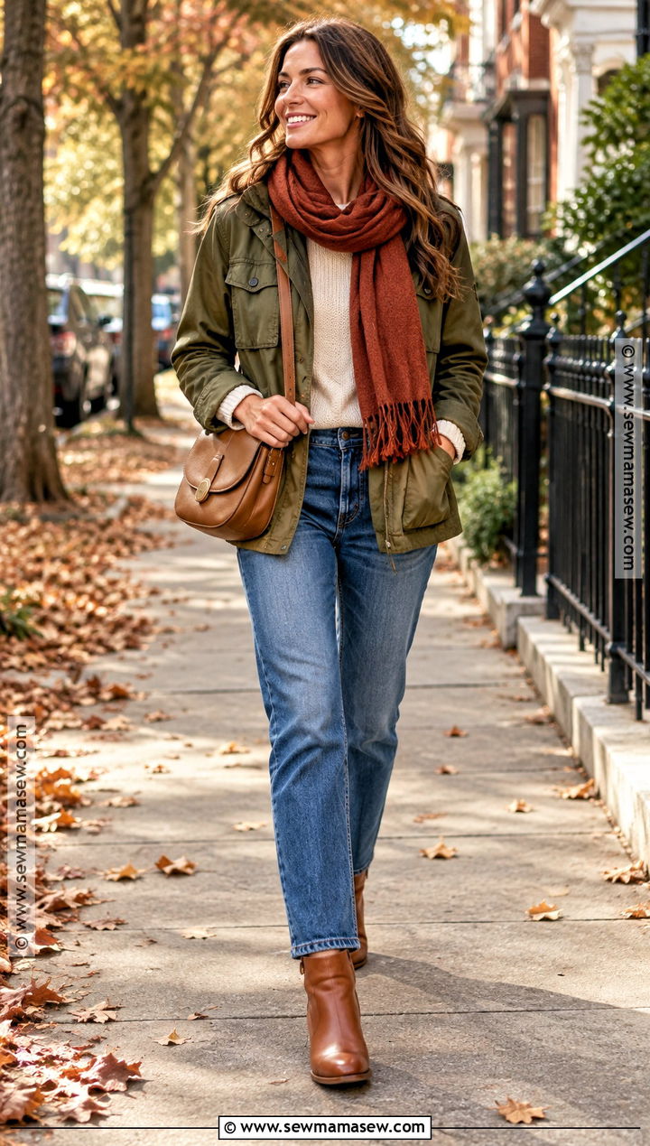 Olive Utility Jacket And Warm Denim Outfit - 20 House Of Colour Autumn Outfits