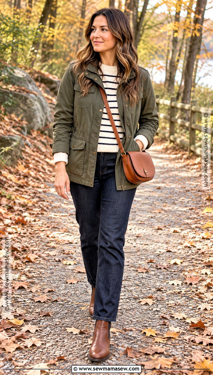 Olive Utility Jacket Fall Photo Shoot Outfit - 30 fall photo shoot outfits