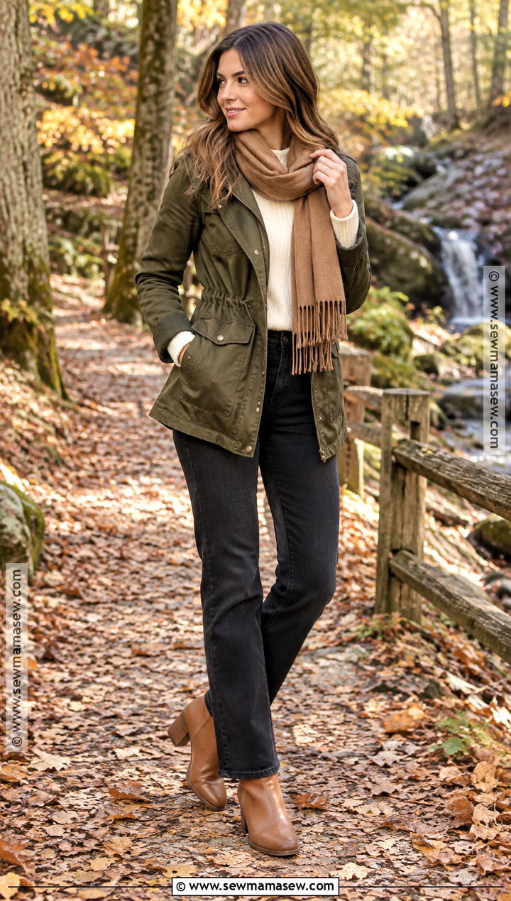 Olive Utility Jacket Fall Photo Shoot Outfit - 20 Fall Photo Shoot Outfits for Women