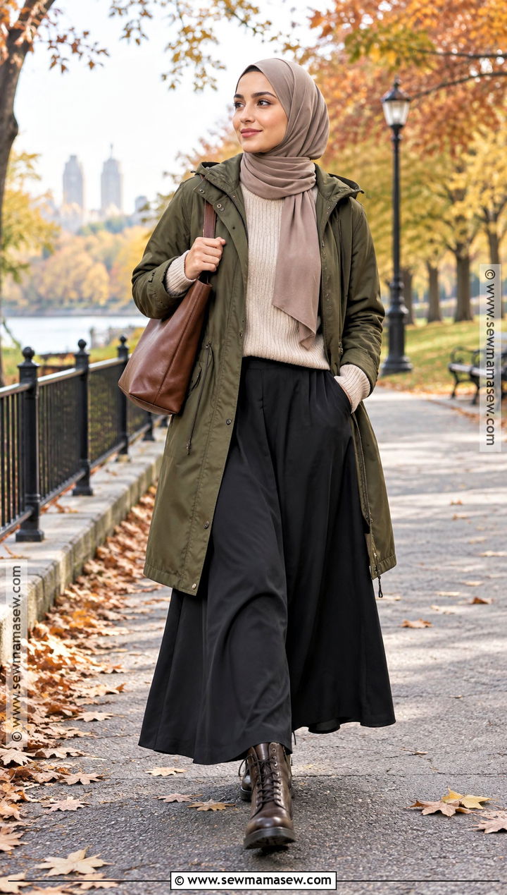 Olive Utility Jacket Hijabi Fall Outfit - 25 hijabi fall outfits