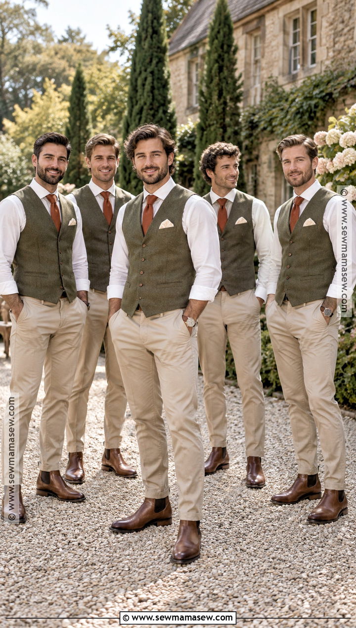 Olive Vest Groomsmen Attire - 15 groomsmen attire rustic fall ideas